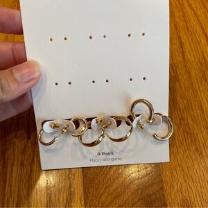 False gold hoop set of 3 pairs of earrings NWOT